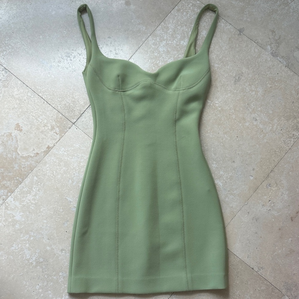 Bec & Bridge Pistachio Green Sculpted Bodycon Mini Dress
